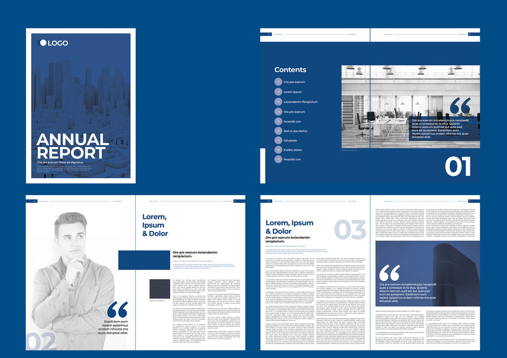  Blue and White Annual Report Brochure Layout