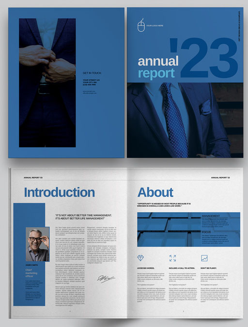 Blue Annual Report Brochure Layout