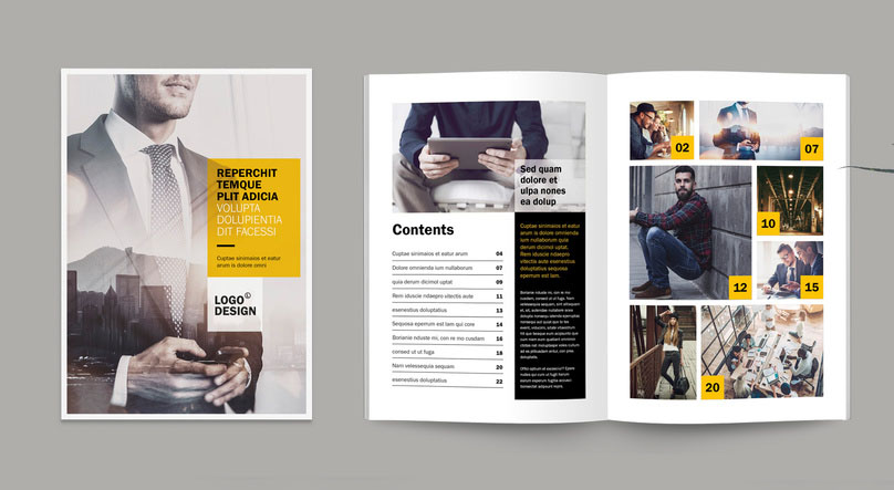 Brochure/Magazine Layout with Yellow Accents