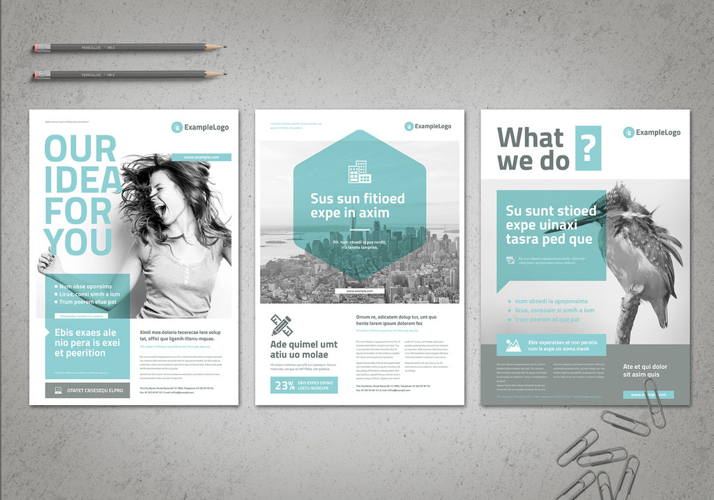 Business Flyer Layout with Pale Cyan Accents
