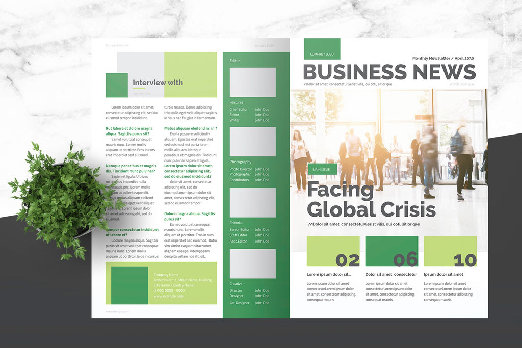 Business Newsletter with Green Accents