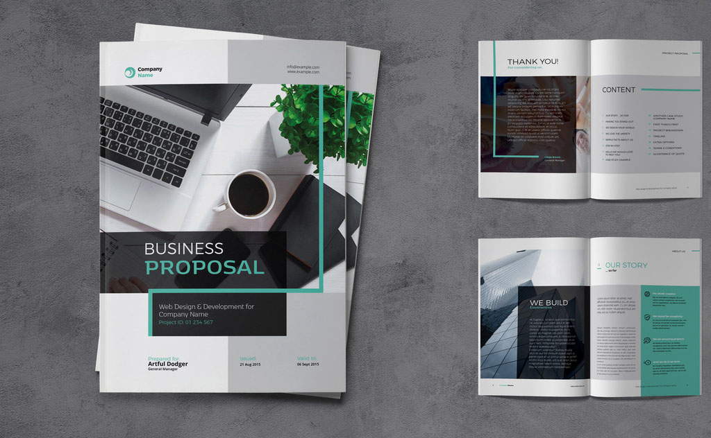 Business Proposal Brochure with Turquoise Accents