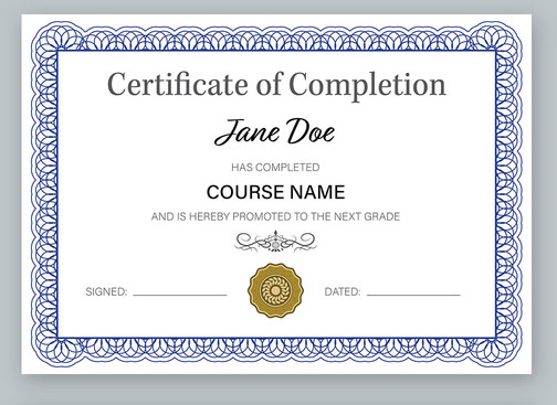 Certificate Layout with Blue Border