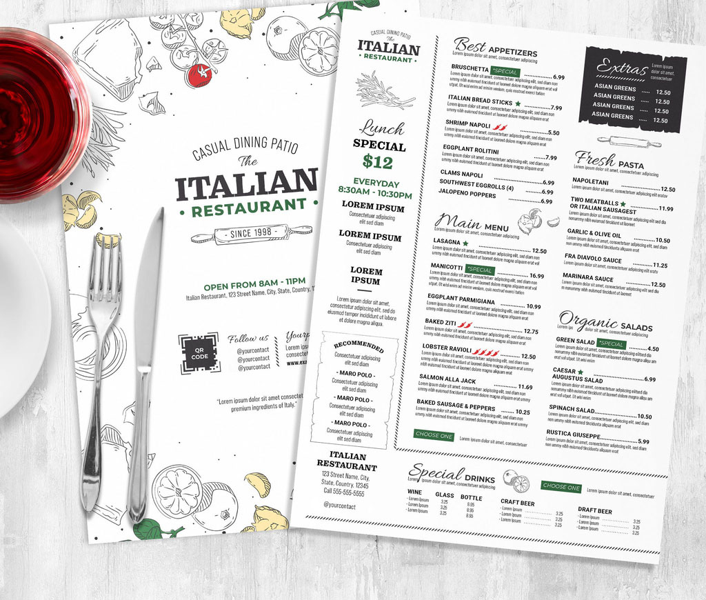  Food Menu Layout for Italian Restaurants