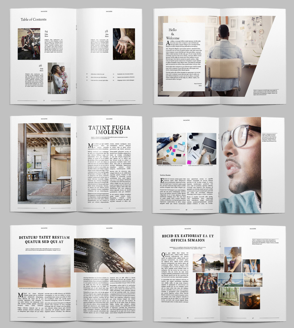Free Minimal Magazine Layout for Adobe InDesign (INDD Format)