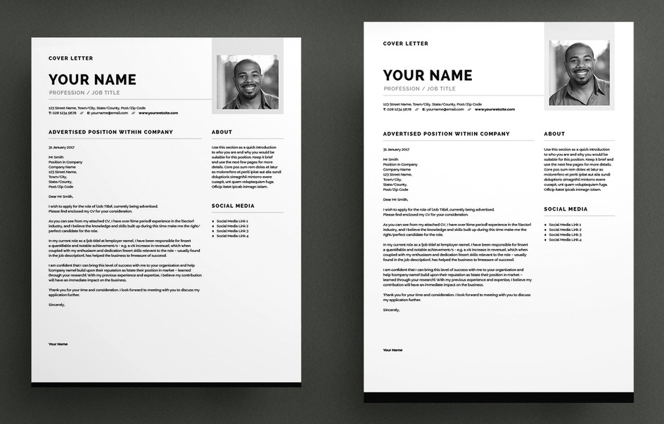 Free Resume Cover Letter for Adobe InDesign