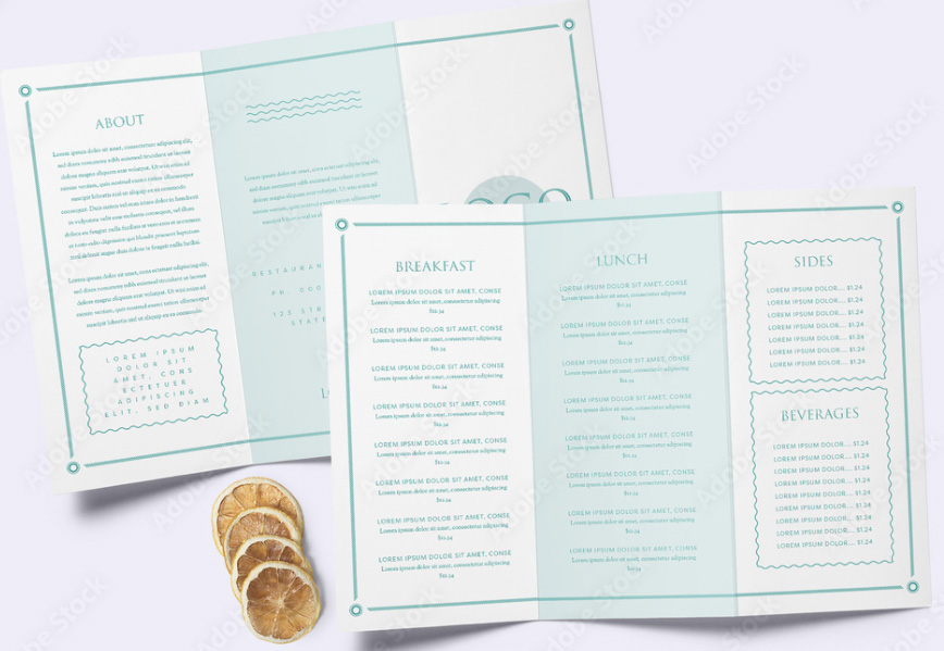 Free Trifold Menu Template Layout for Adobe InDesign (INDD Format)