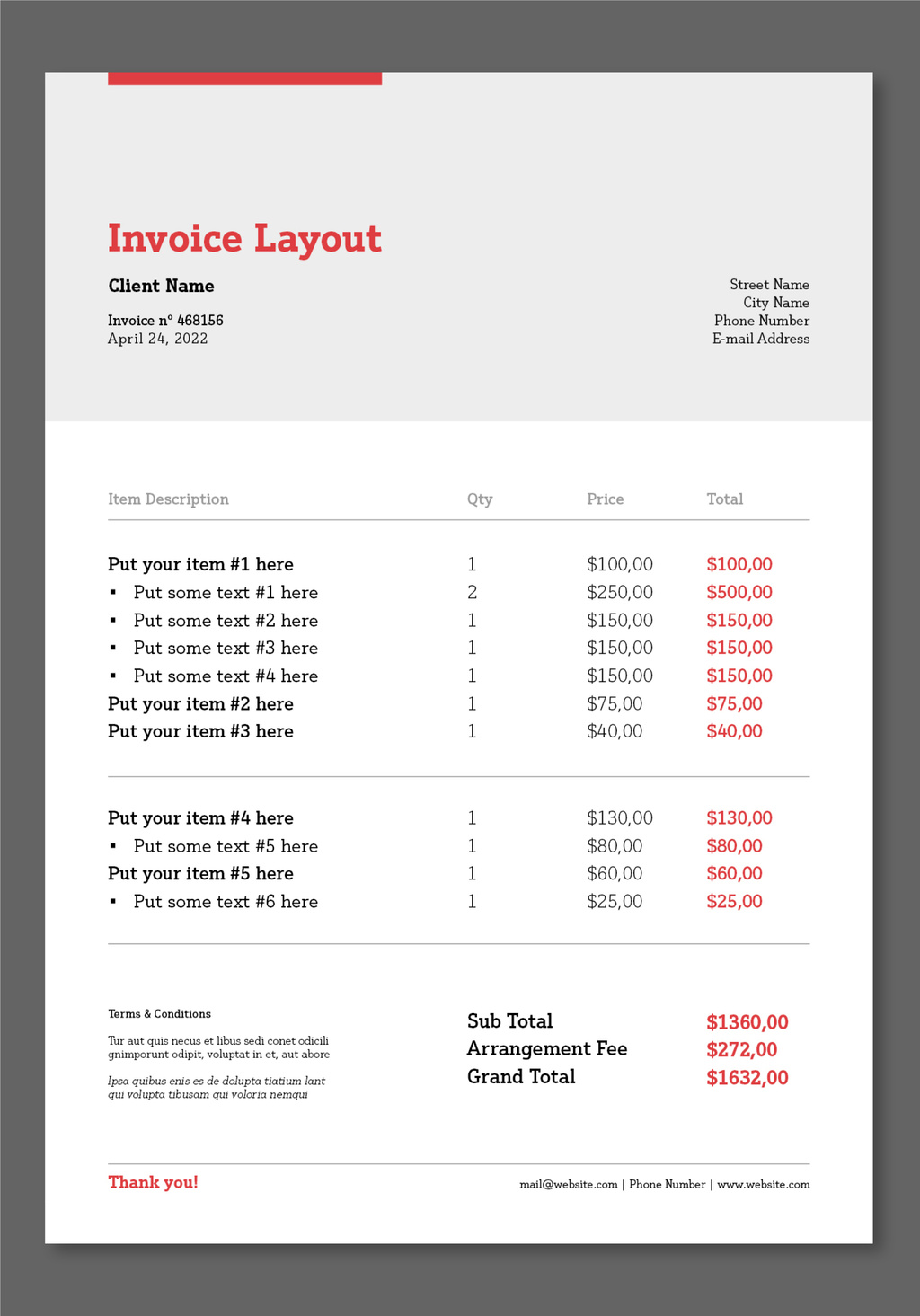 Invoice Layout