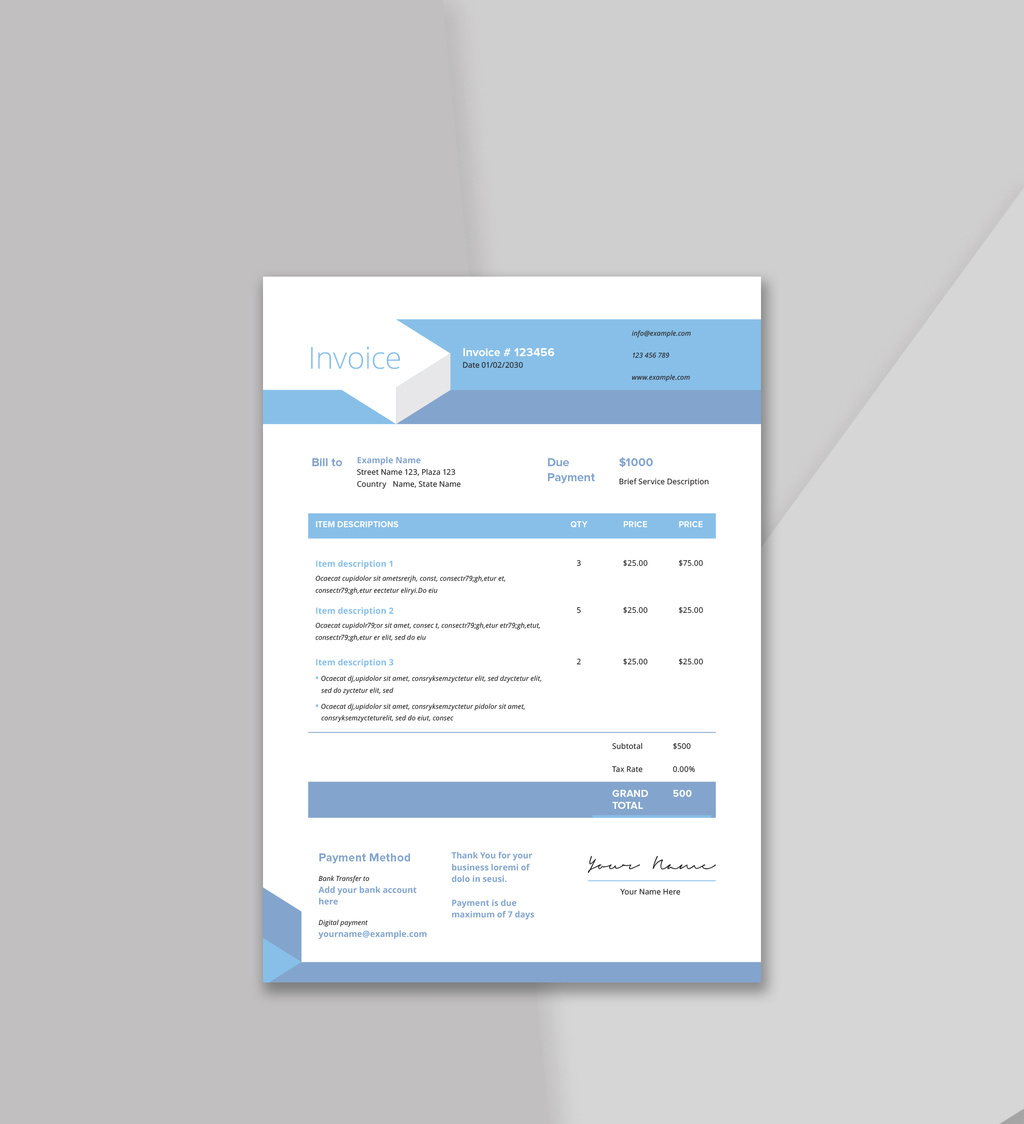 Invoice Layout with Geometric Elements