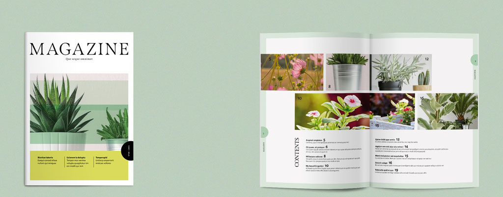 Magazine Layout with Green Accents