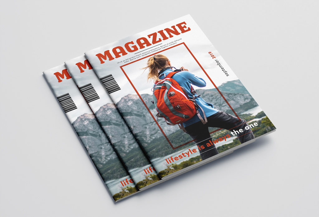 Magazine Layout with Red Accents