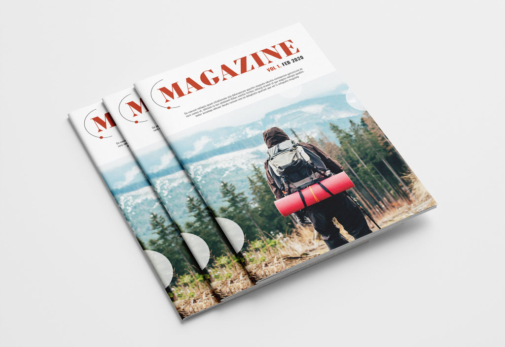 Magazine Layout with Red Accents
