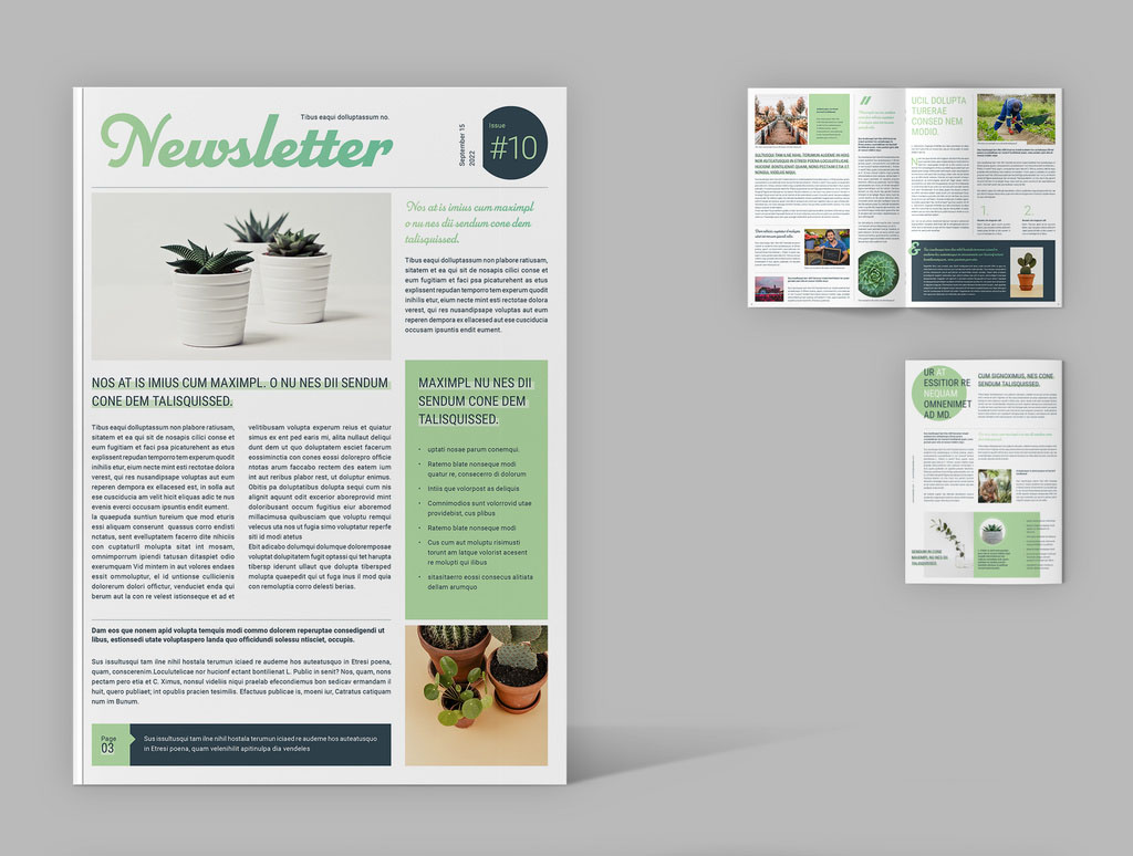 Newsletter Layout with Green Accents