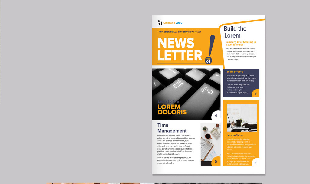 Newsletter Layout with Yellow Accents