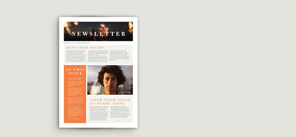 Newsletter with Orange Accents