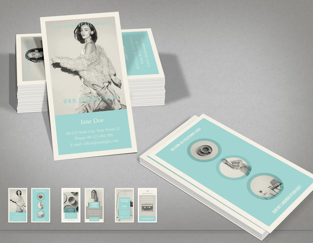Pale Cyan and Light Beige Business Card Layout