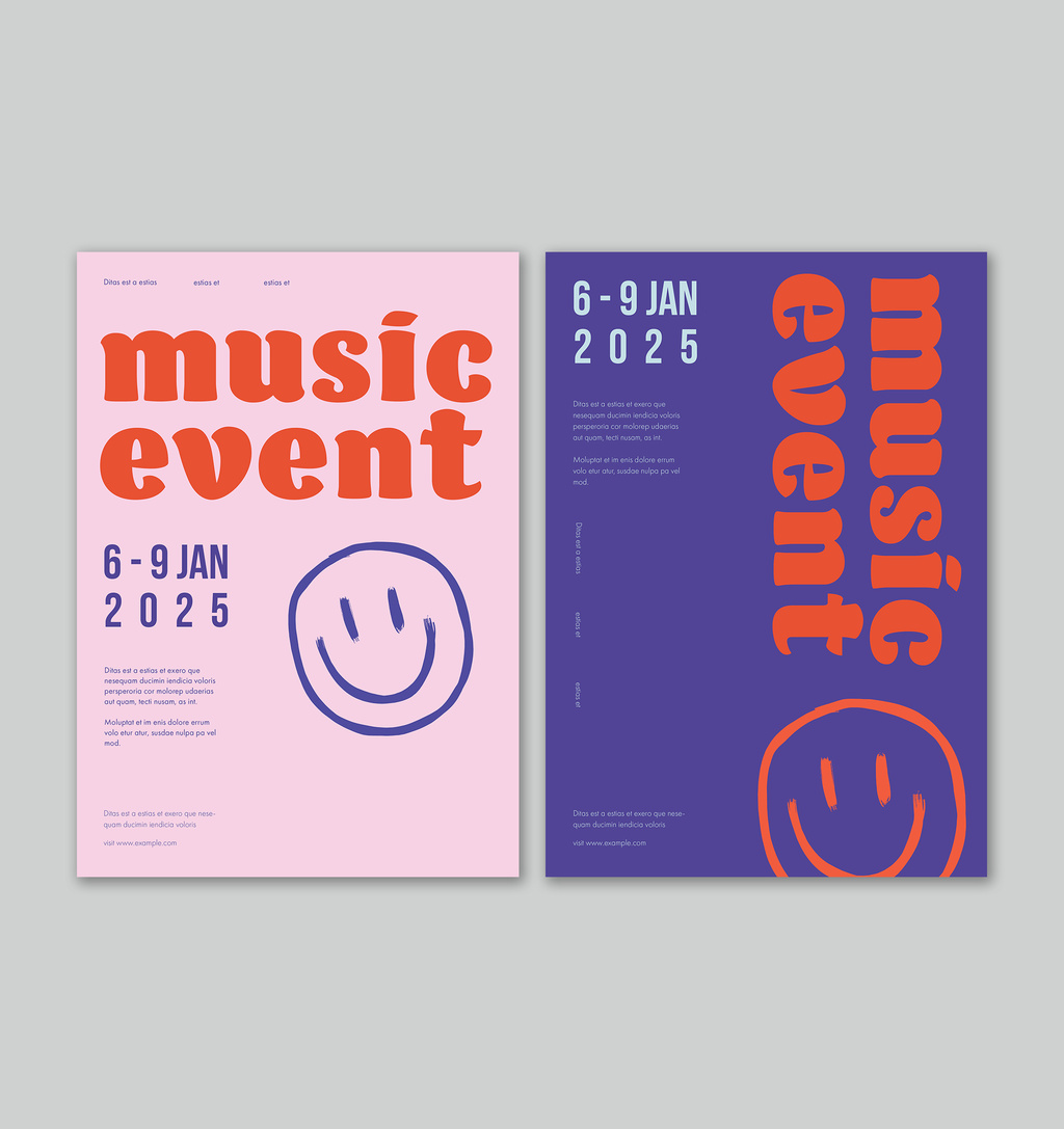 Pink and Purple Event Poster with Smiley Face
