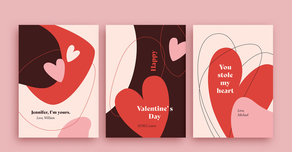 Valentine's Day Card Layout Set