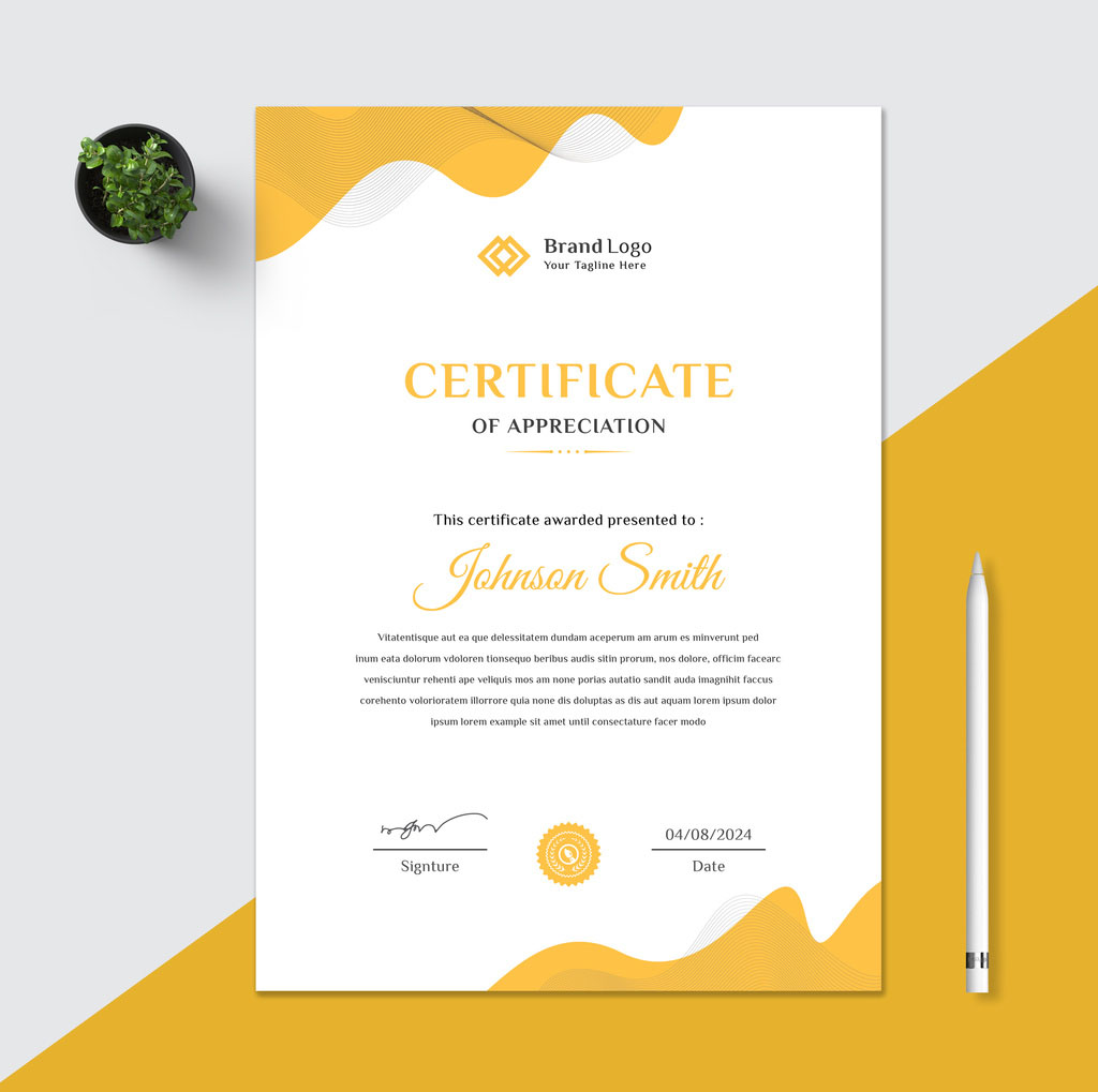 Yellow Certificate Layout