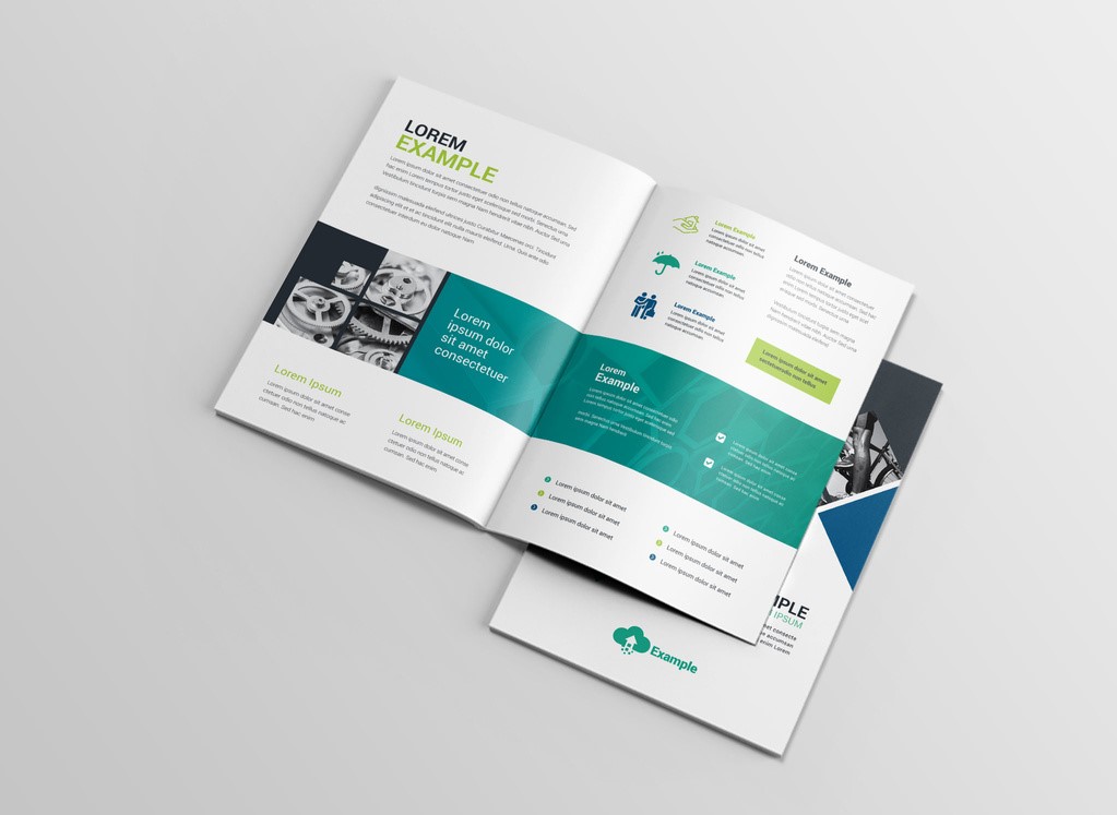 BiFold Business Brochure Layout with Diamond Photo Elements