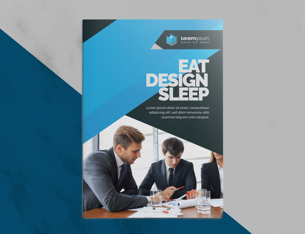 Blue Corporate Bifold Brochure Layout