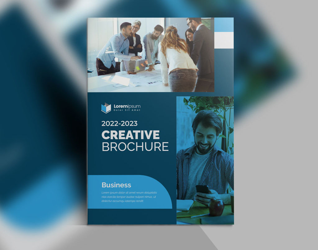 Blue Corporate Brochure Layout with Vector Accents