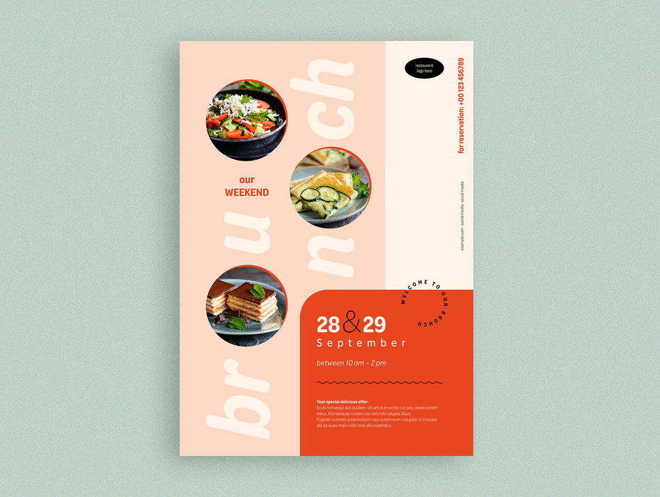 Brunch Flyer Layout with Photo Placeholders