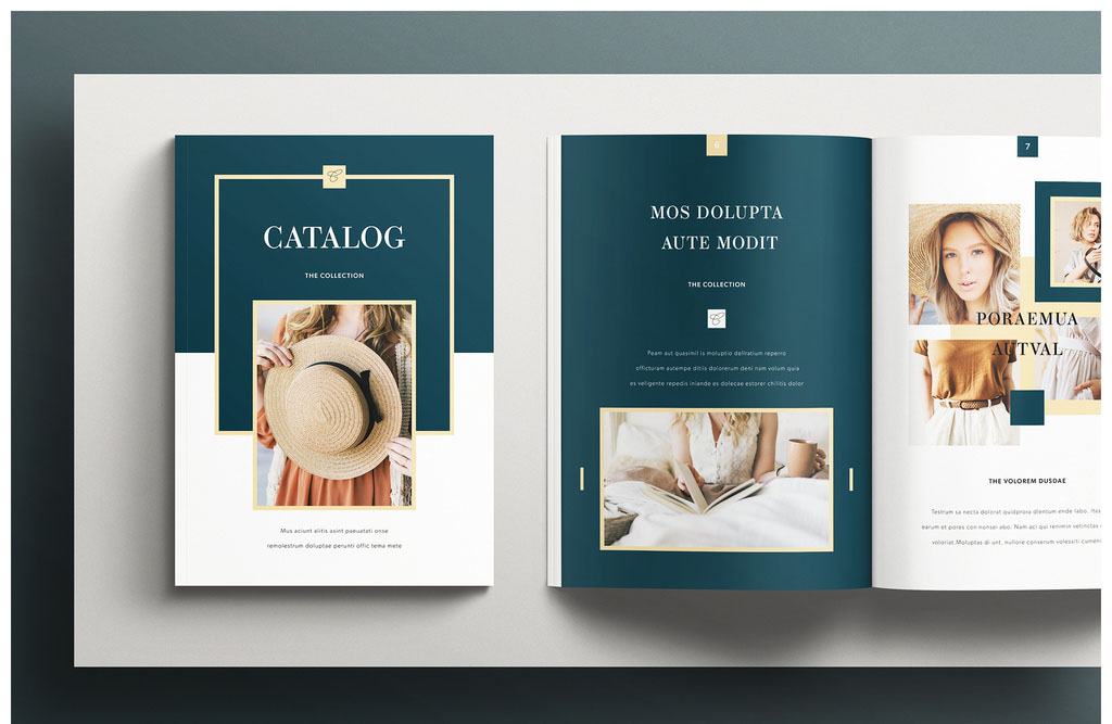 Catalog Layout with Teal Accents