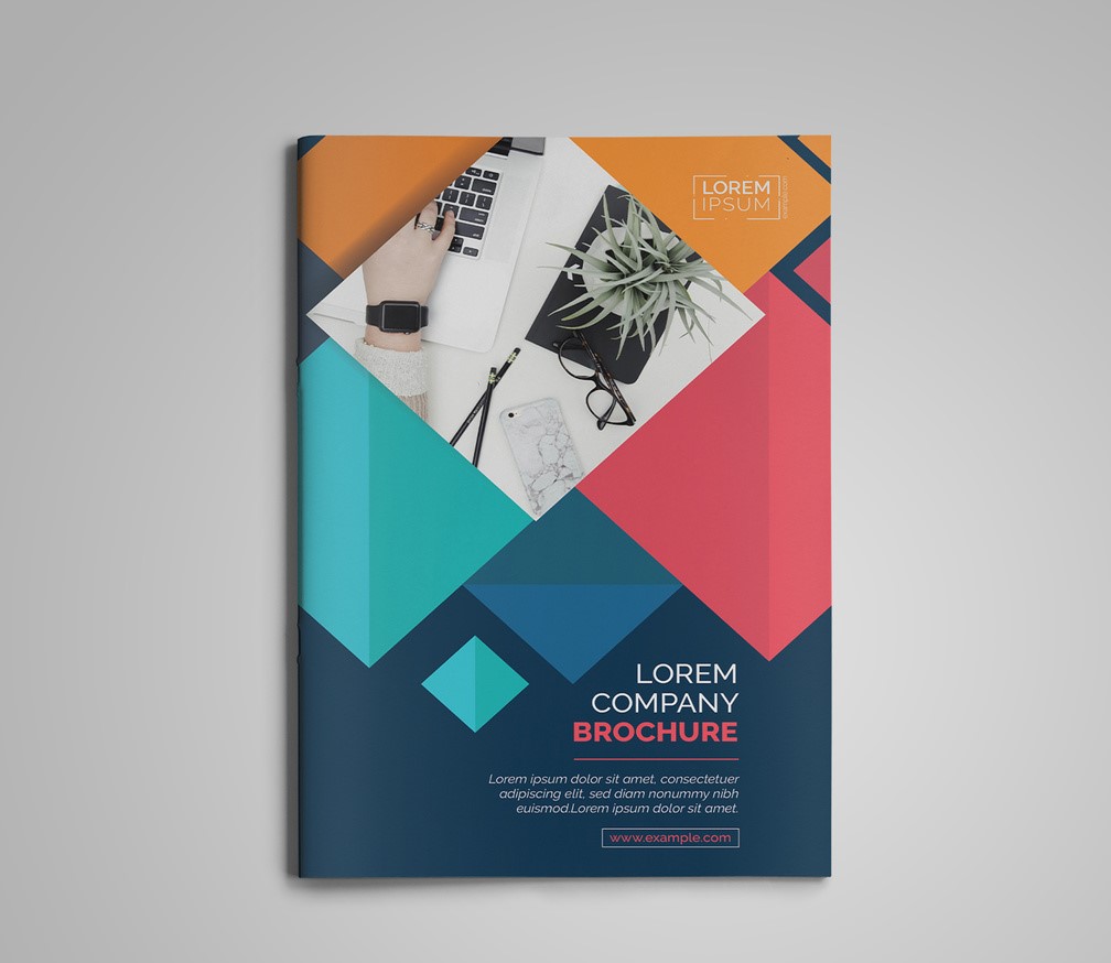 Colorful Geometric Bi-Fold Brochure Layout