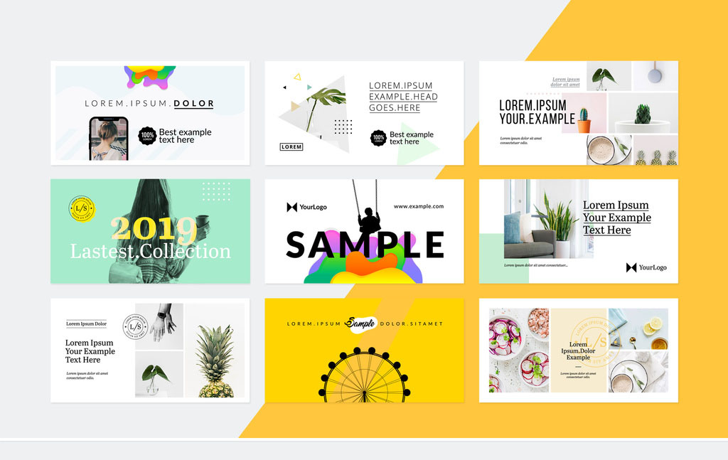 Colorful Social Media Kit with Green and Yellow Accents