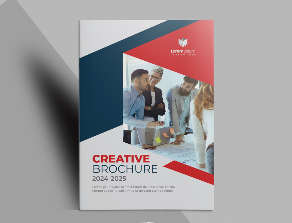 Corporate Bifold Business Brochure with Red Vector Accents