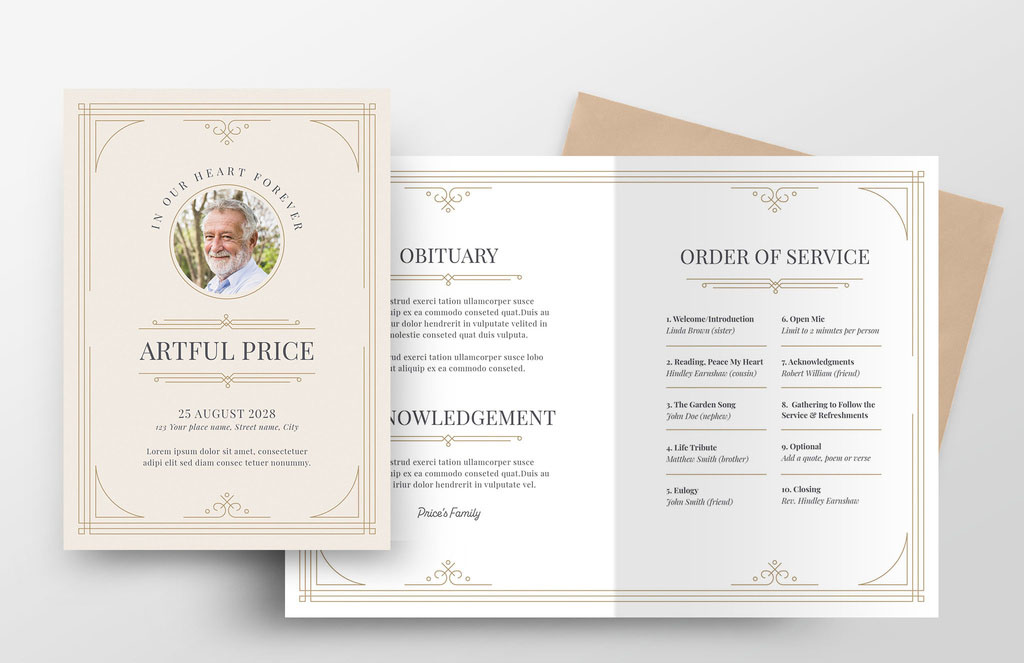 Funeral Program Obituary Brochure Layout