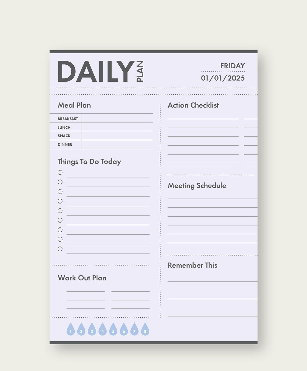 Grayscale Daily Planner Layout