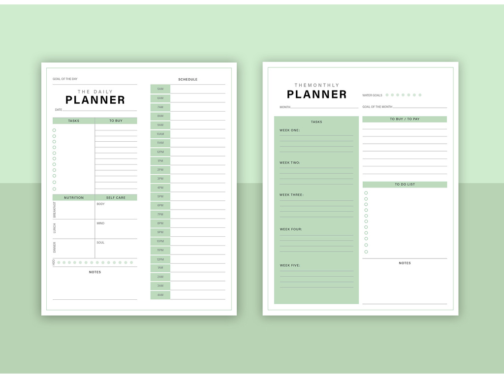 Green Planner Layout Set