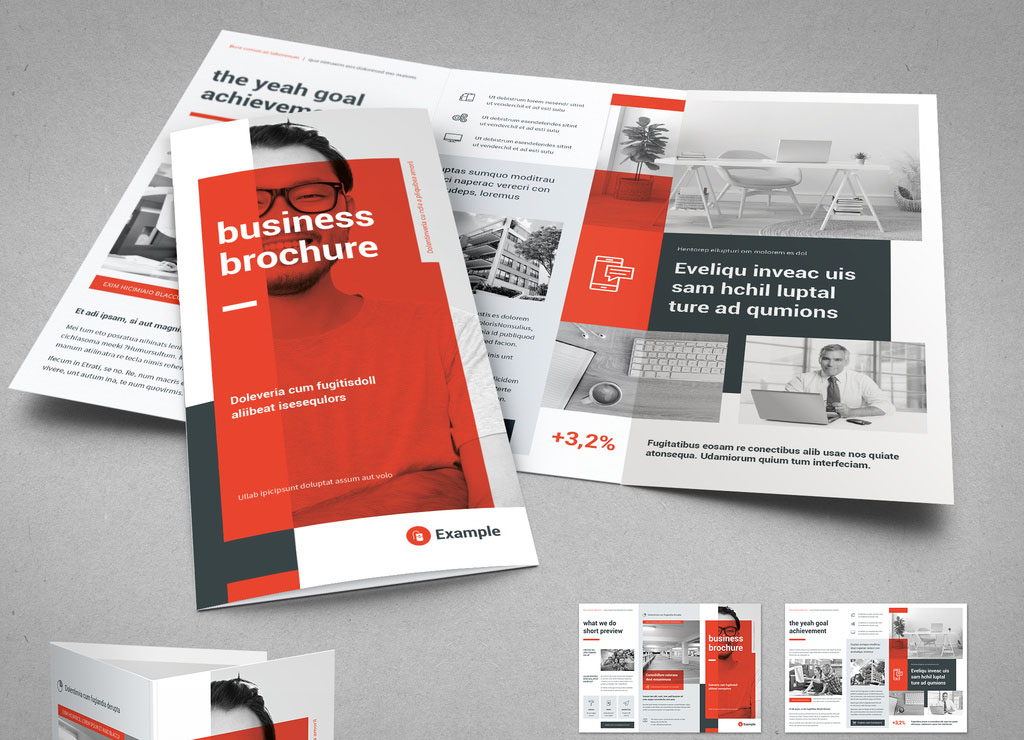 Light Gray and Red Business Tri-Fold Layout