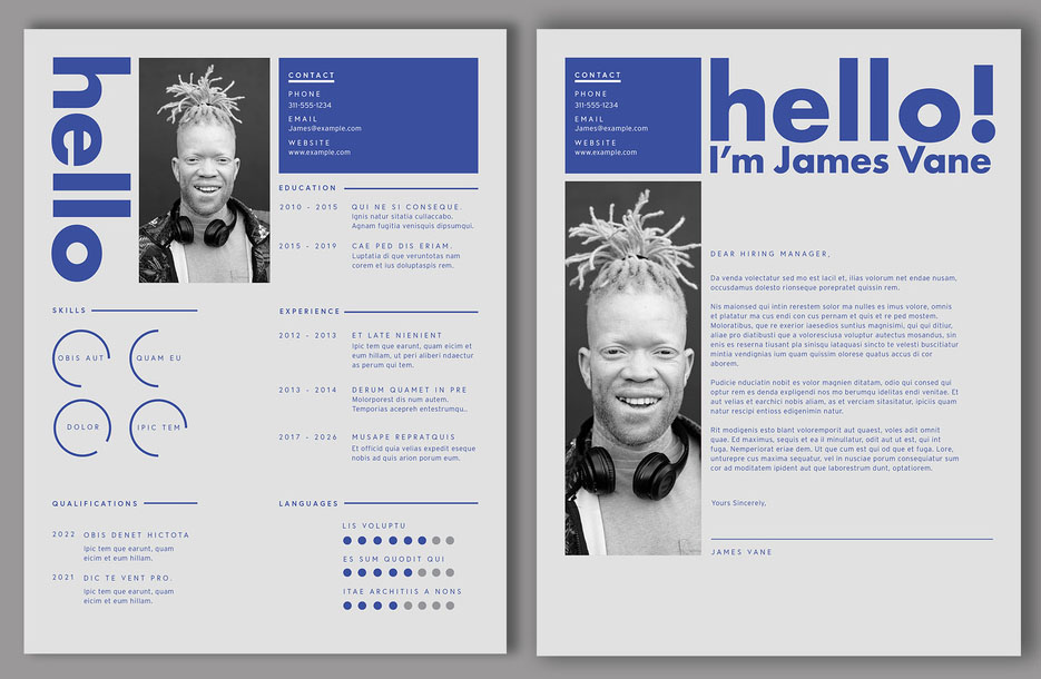Minimal Resume Layout with Blue Accent