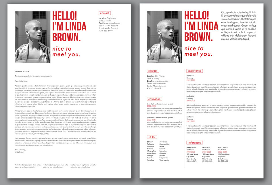 Minimal Resume Layout with Red Accent