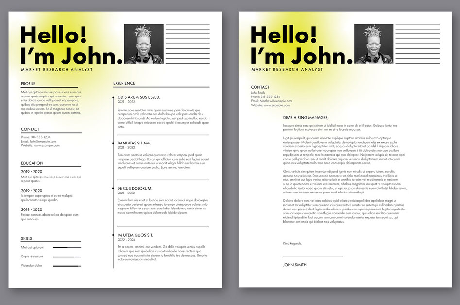 Minimal Resume Layout with Yellow Gradient