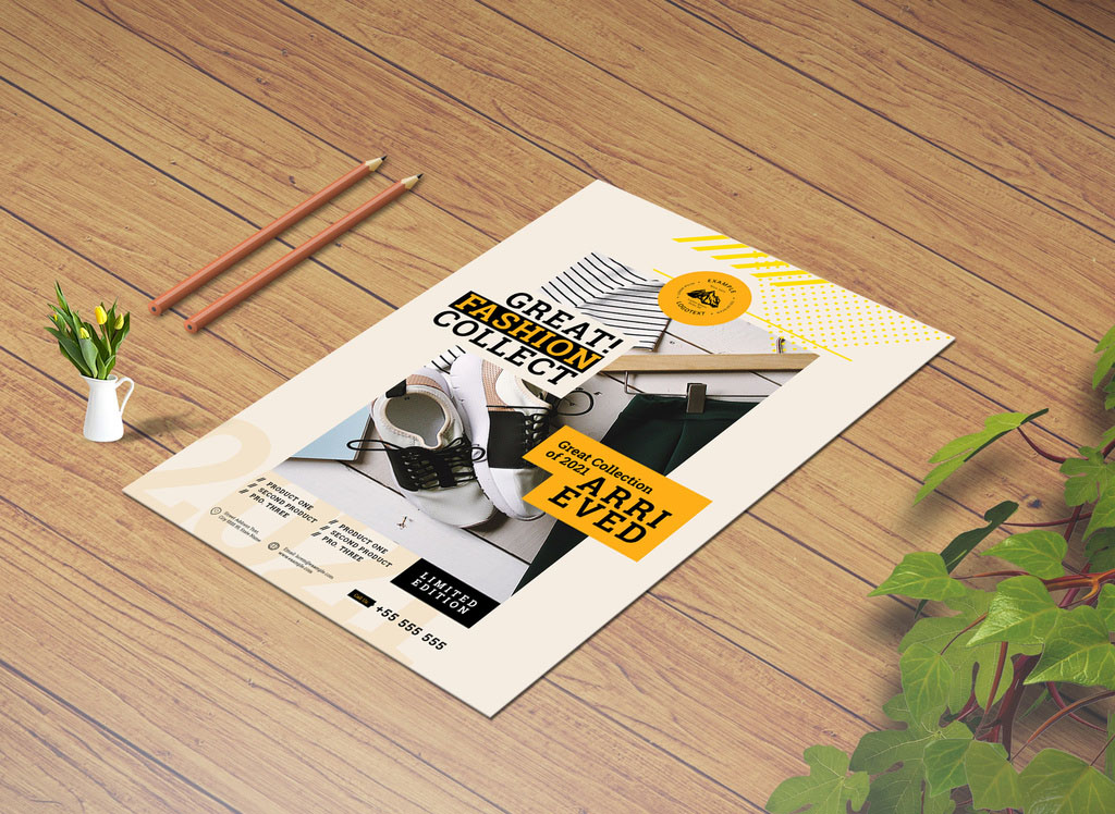 New Arrival Advertisement Flyer with Yellow Accents