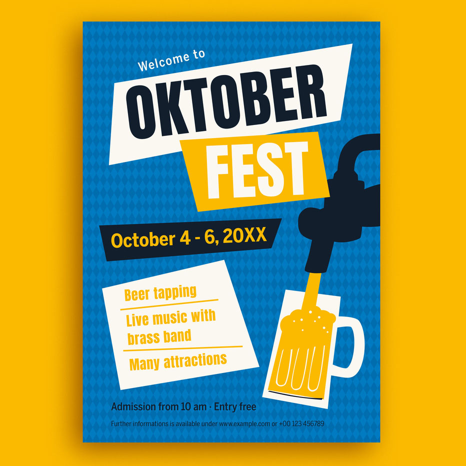 Oktoberfest Flyer Layout with Beer Illustration