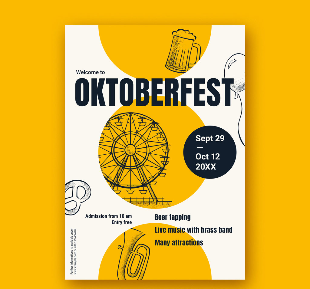 Oktoberfest Flyer Layout with Illustrations