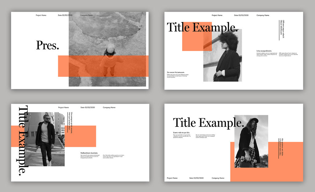 Presentation Layout with Orange Overlay Elements