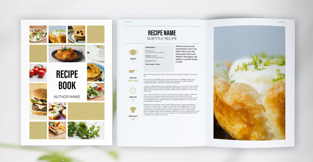 Recipe Book Layout with Tan Accents