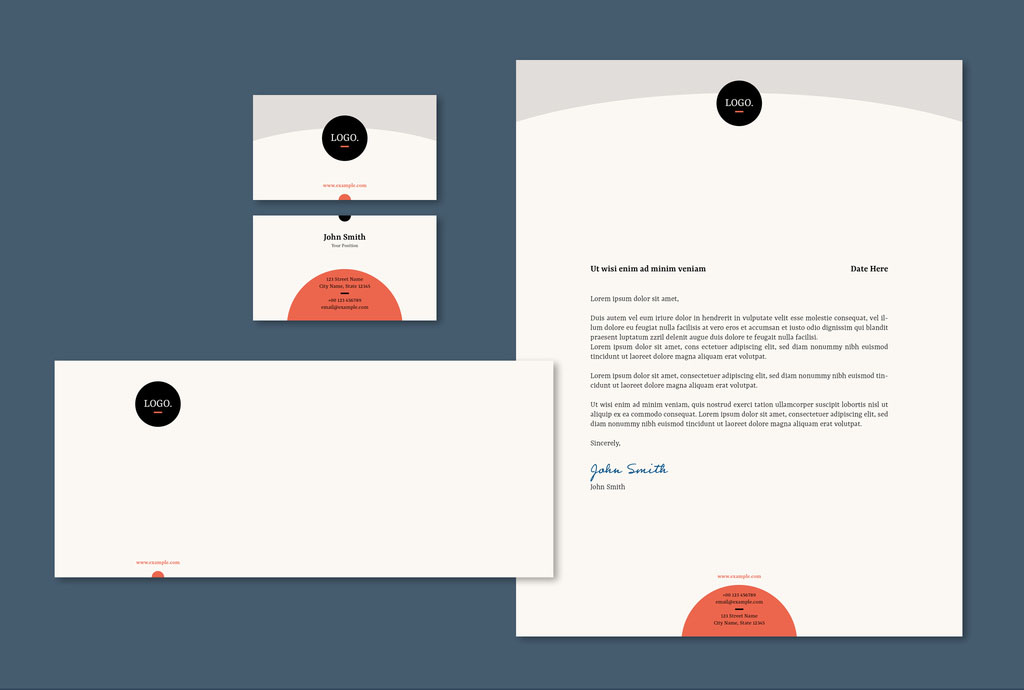 Stationery Set Layout with Circles