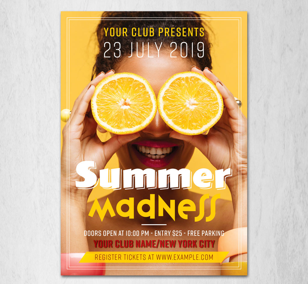 Summer Party Flyer Layout with Photo Background