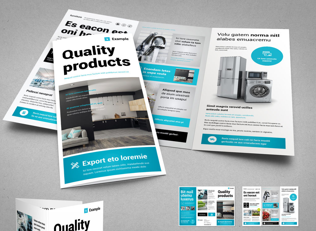 Tri-fold Brochure Layout in White and Cyan