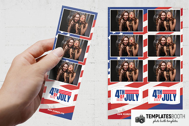 4th of July Photo Booth Template with USA Flag Colours