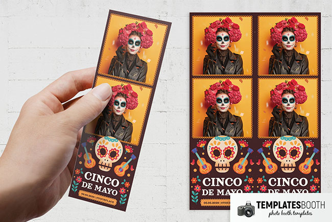 Cinco de Mayo Photo Booth Template with Mexican Illustrations