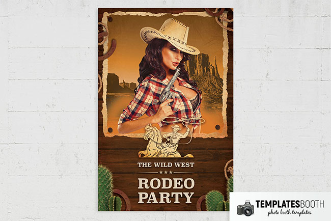 Country & Western Photo Booth Template with Cactus